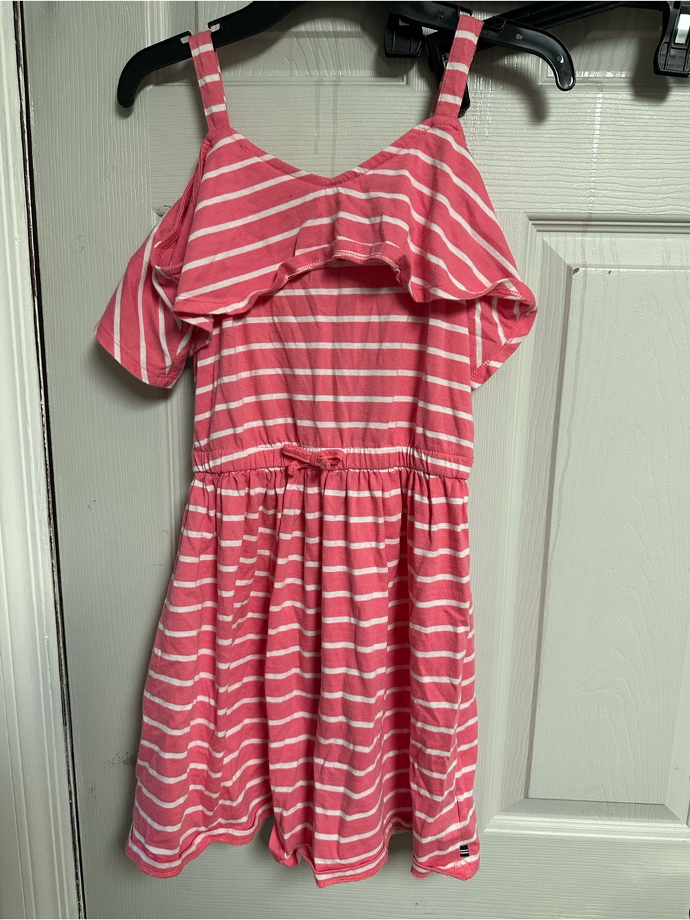 Nautica Pink and White Striped Cold-Shoulder Sundress Girls